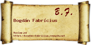 Bogdán Fabrícius névjegykártya